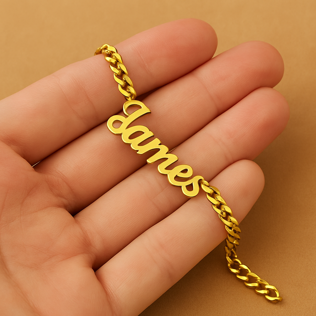 Bracelet Prénom Personnalisé – Acier Inoxydable Ajustable & Résistant