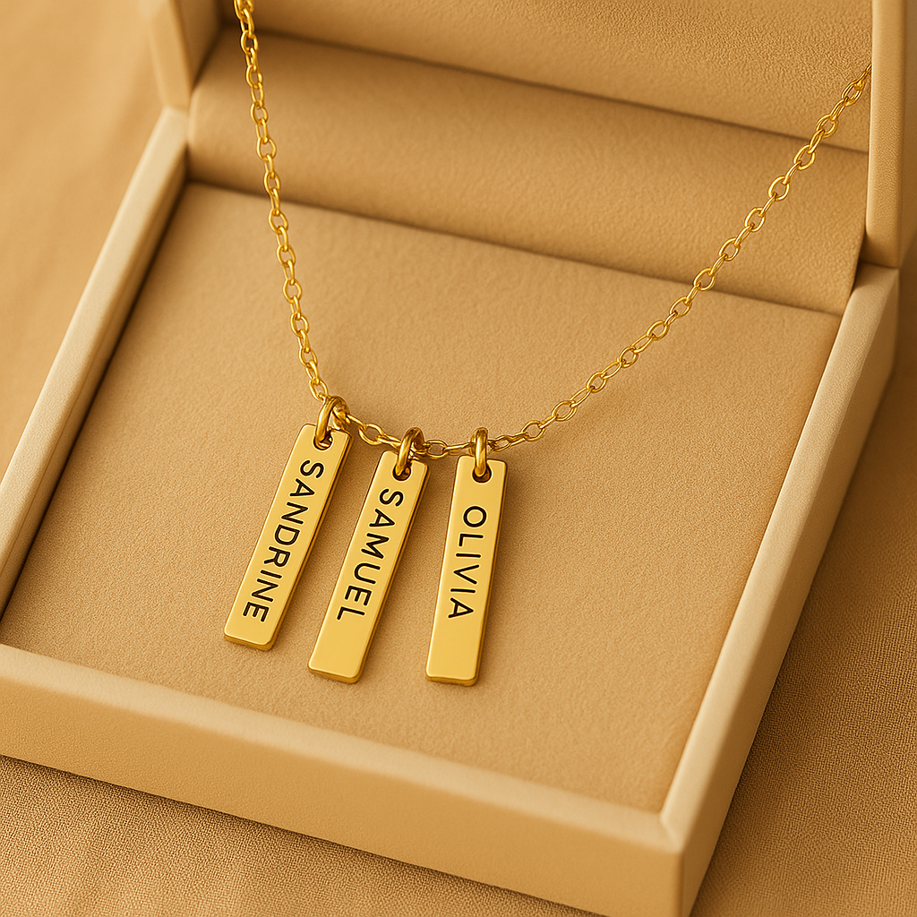 Collier Personnalisé 1, 2 ou 3 Médailles au choix– Gravure Prénoms ou dates