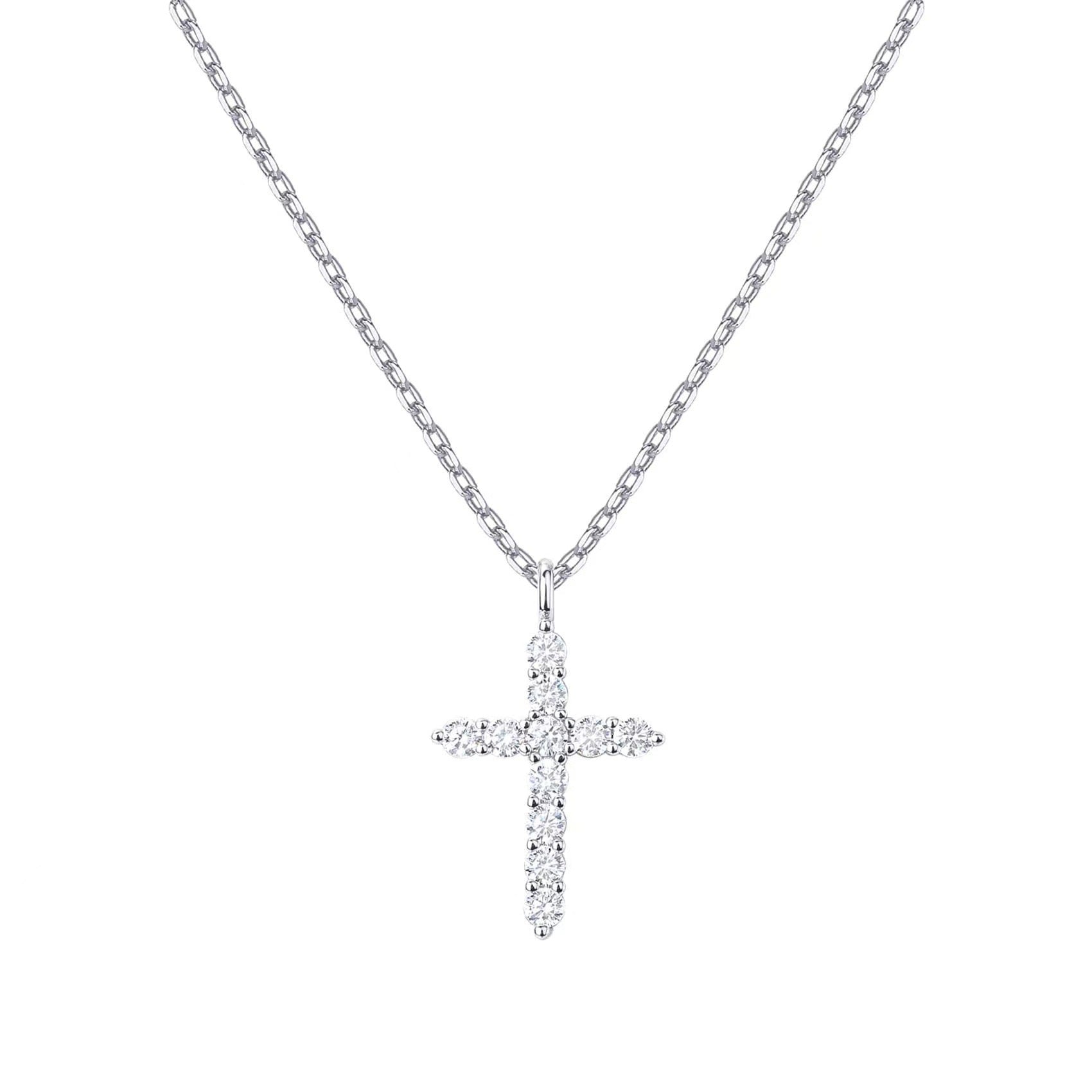 Collier croix strassée soirée élégante Max for Me pendentif scintillant raffiné argent
