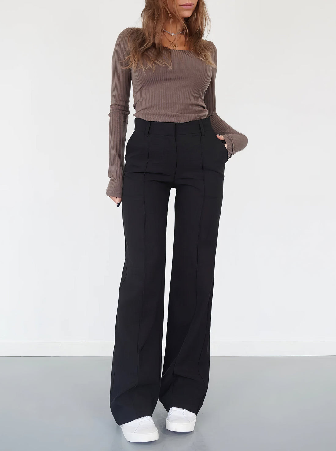 Pantalon évasé stretch taille haute - une silhouette de rêve - MAX FOR ME