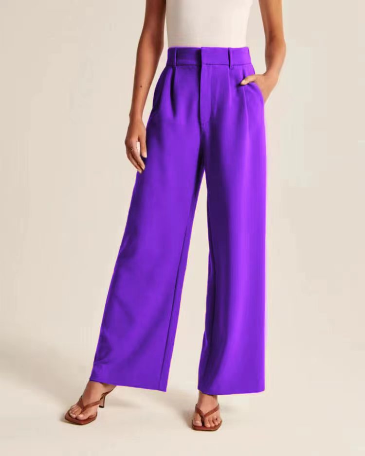 Pantalon large taille haute femme bronze doré coupe flatteuse 