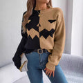 Pull femme beige et marron maille fantaisie motifs créatifs Max for Me manches longues