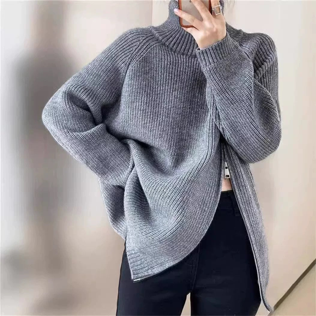 Pull-zippe-col-montant-oversize-fermeture-zip-detail-MAX-FOR-ME