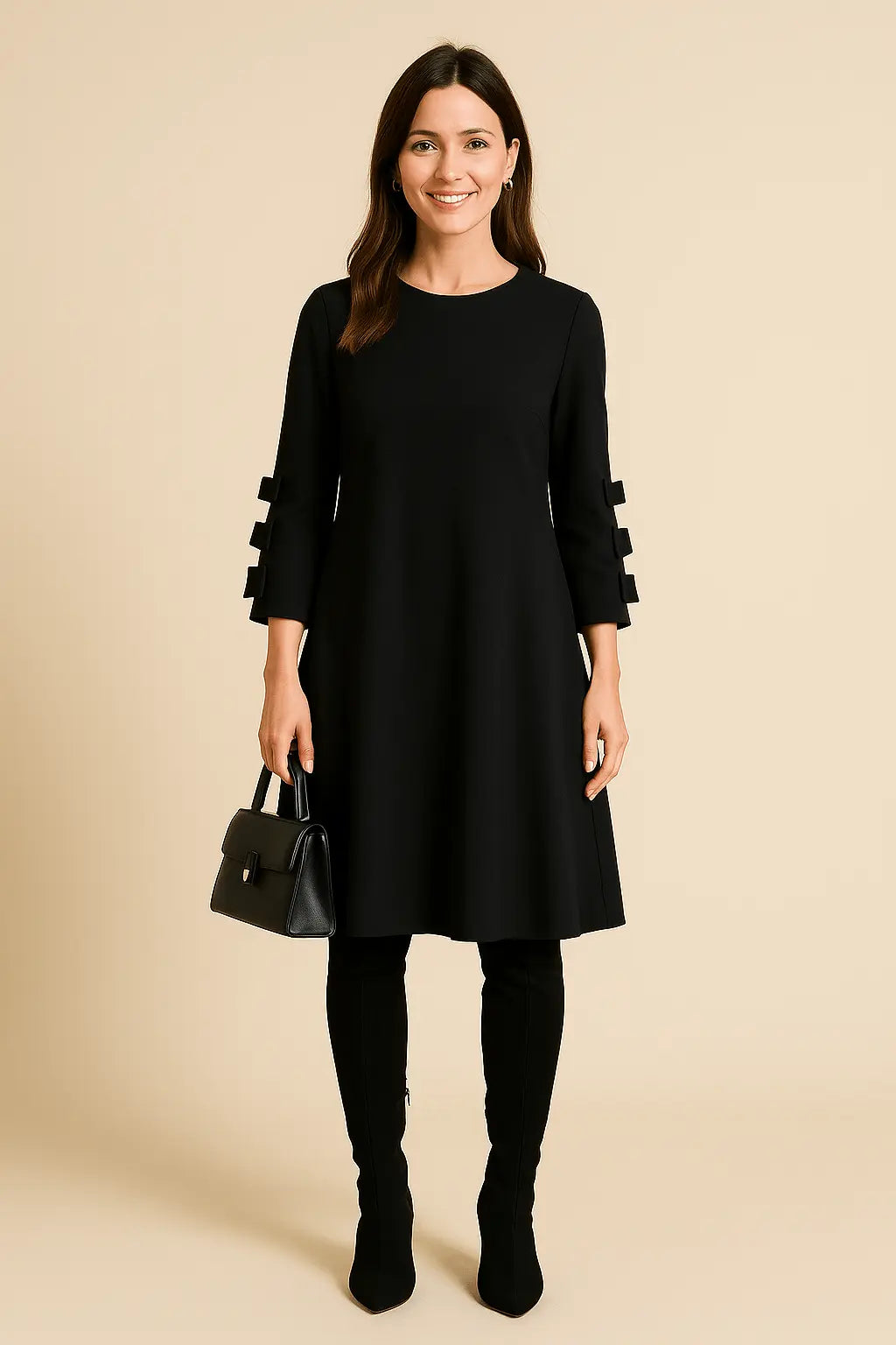 Robe Droite Décontractée avec Détail Nœuds – Élégance Simple pour le Quotidien 