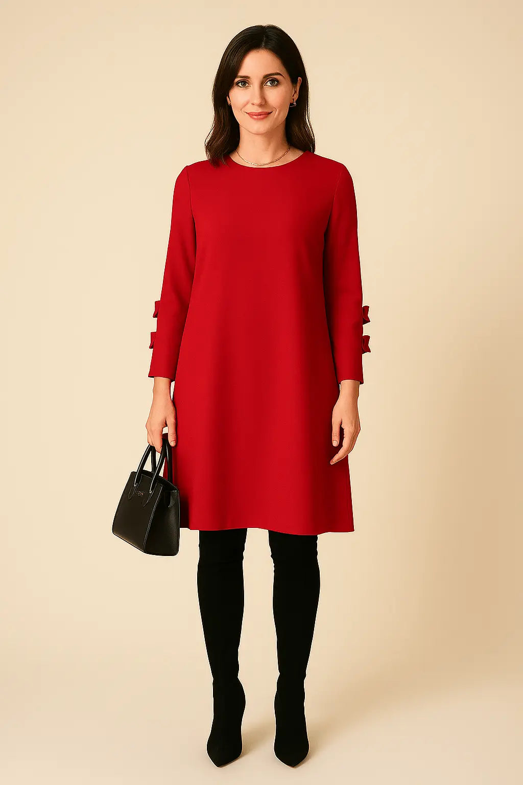 Robe Droite Décontractée avec Détail Nœuds – Élégance Simple pour le Quotidien 