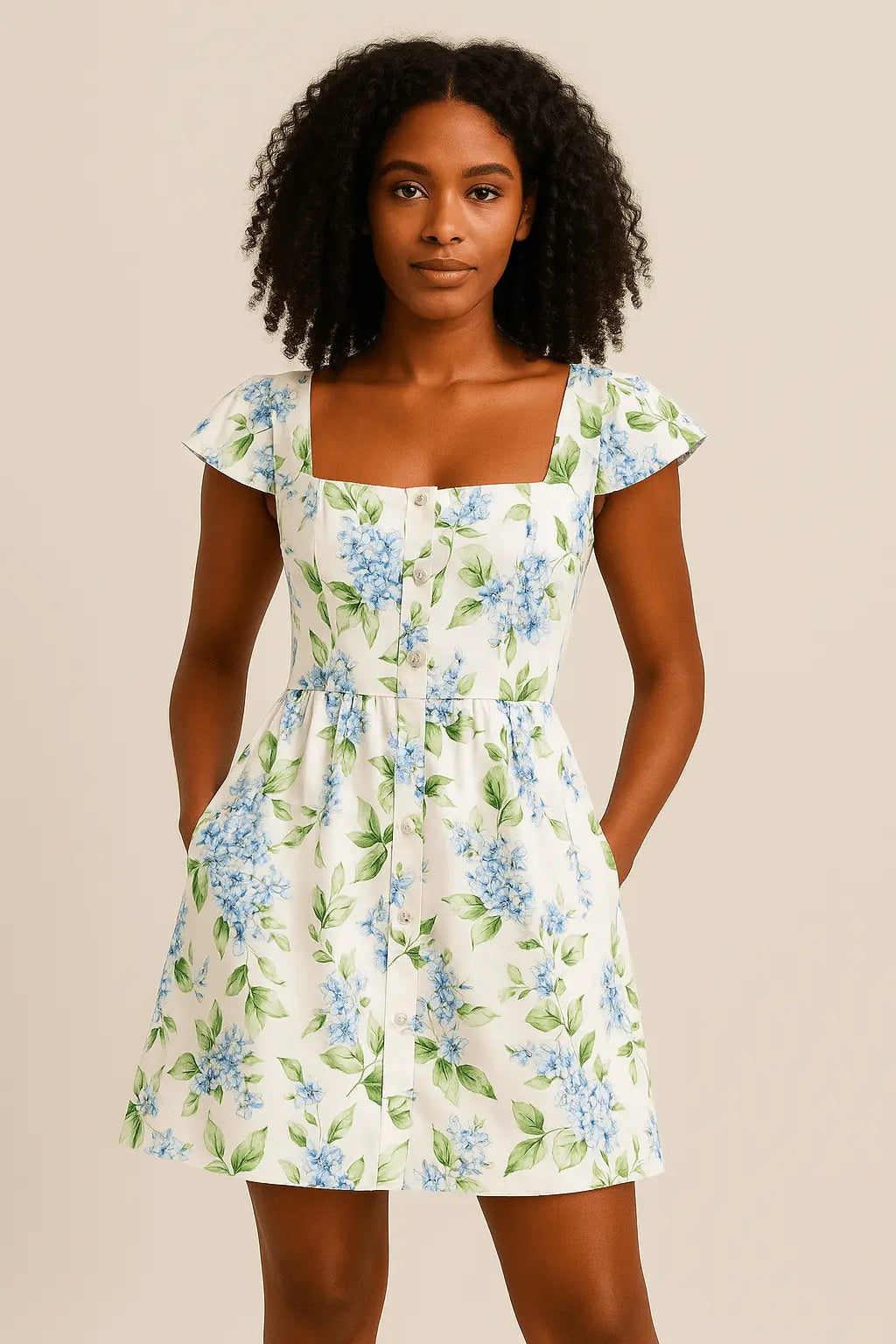 Robe Femme Mini Blanche Imprimé Floral MAX FOR ME