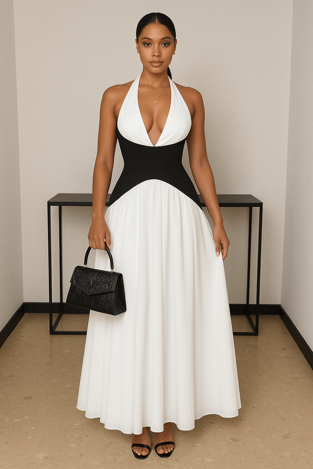 Robe Femme Patchwork Noir et Blanc 