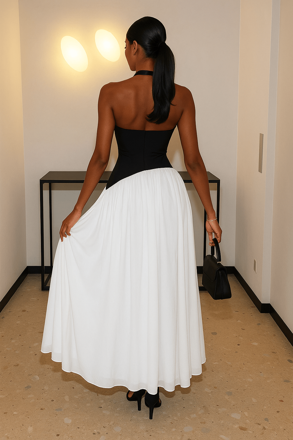 Robe Femme Patchwork Noir et Blanc 