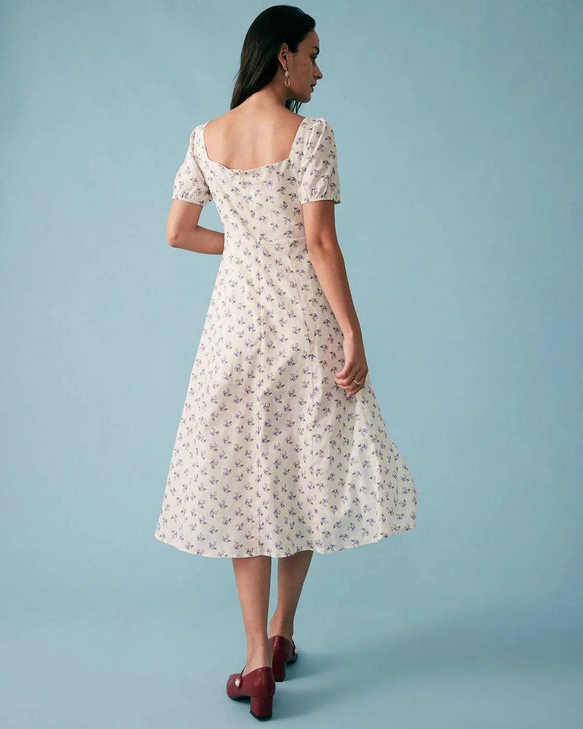 Robe Fleurie Midi avec Fente – Fraîcheur Romantique et Coupe Flat Hourglass MAX FOR ME