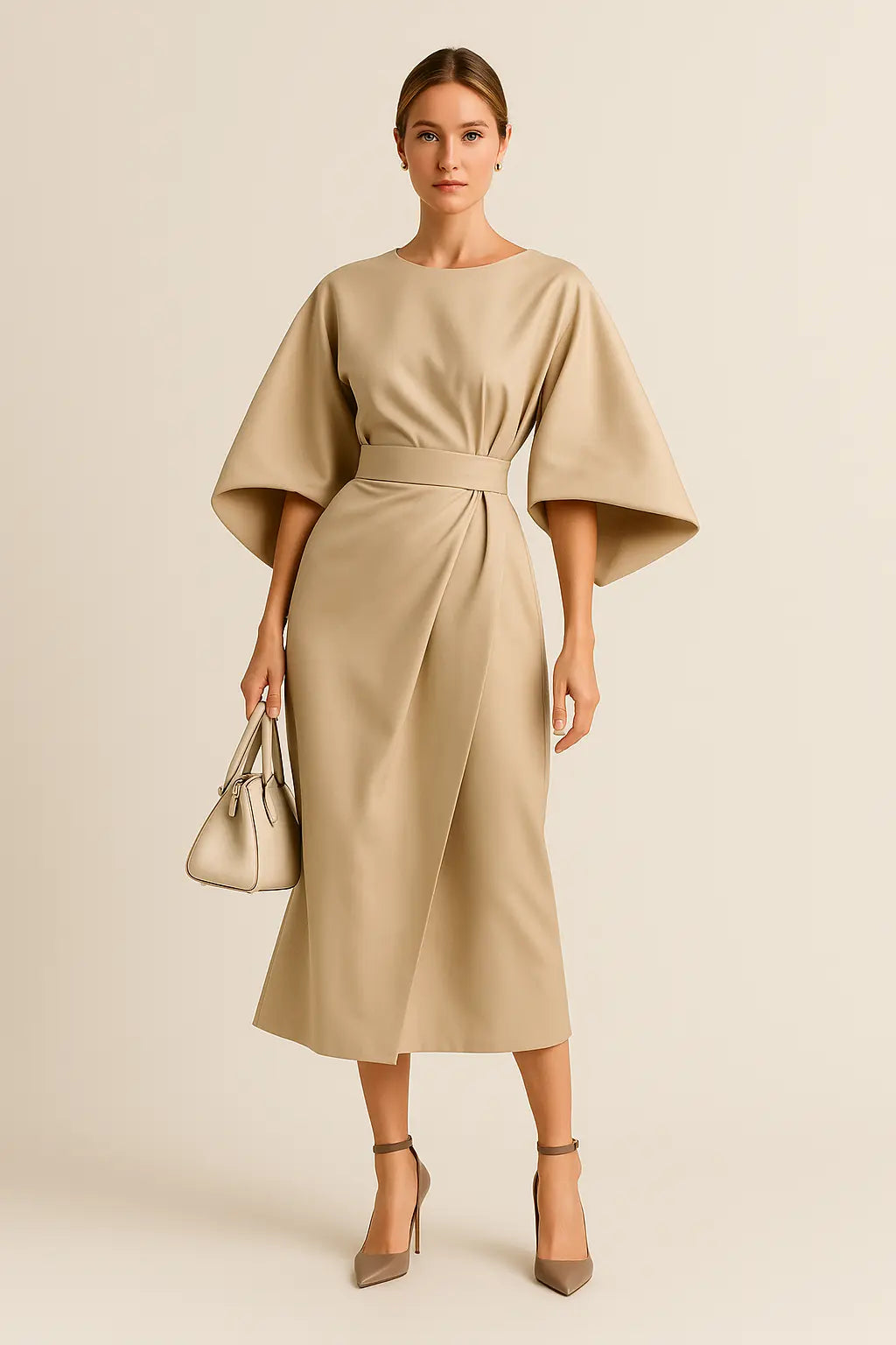 Robe Longue  Élégante à Manches Lanterne 