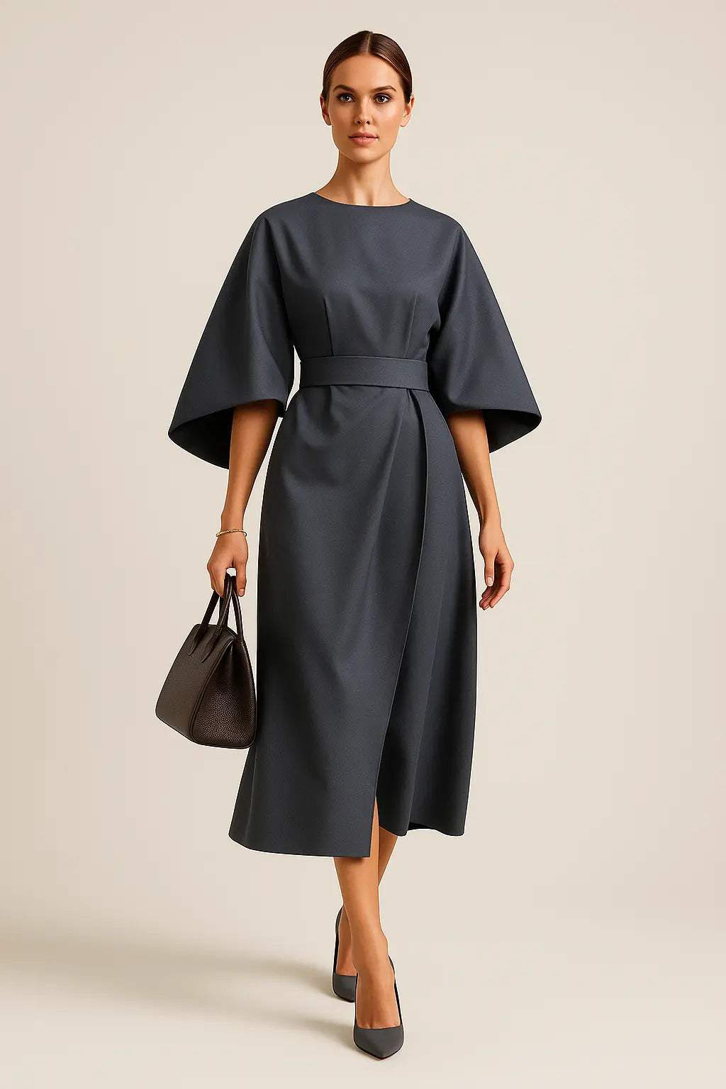 Robe Longue  Élégante à Manches Lanterne 