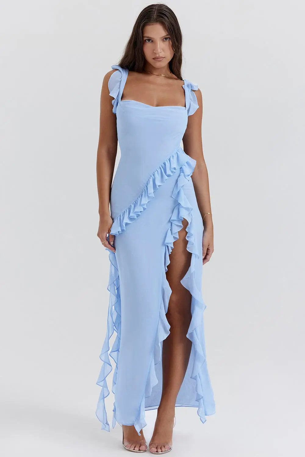 Robe Longue Femme Fendue Volants MAX FOR ME