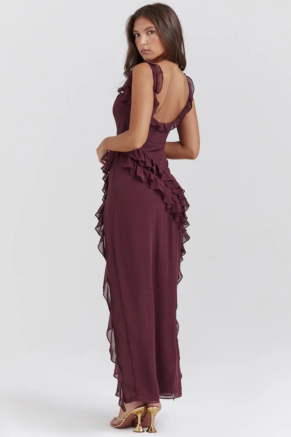 Robe Longue Femme Fendue Volants MAX FOR ME