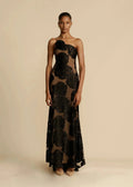 Robe Longue Femme Fleurie Taille M Tulle Transparent Élégante Noir / S MAX FOR ME