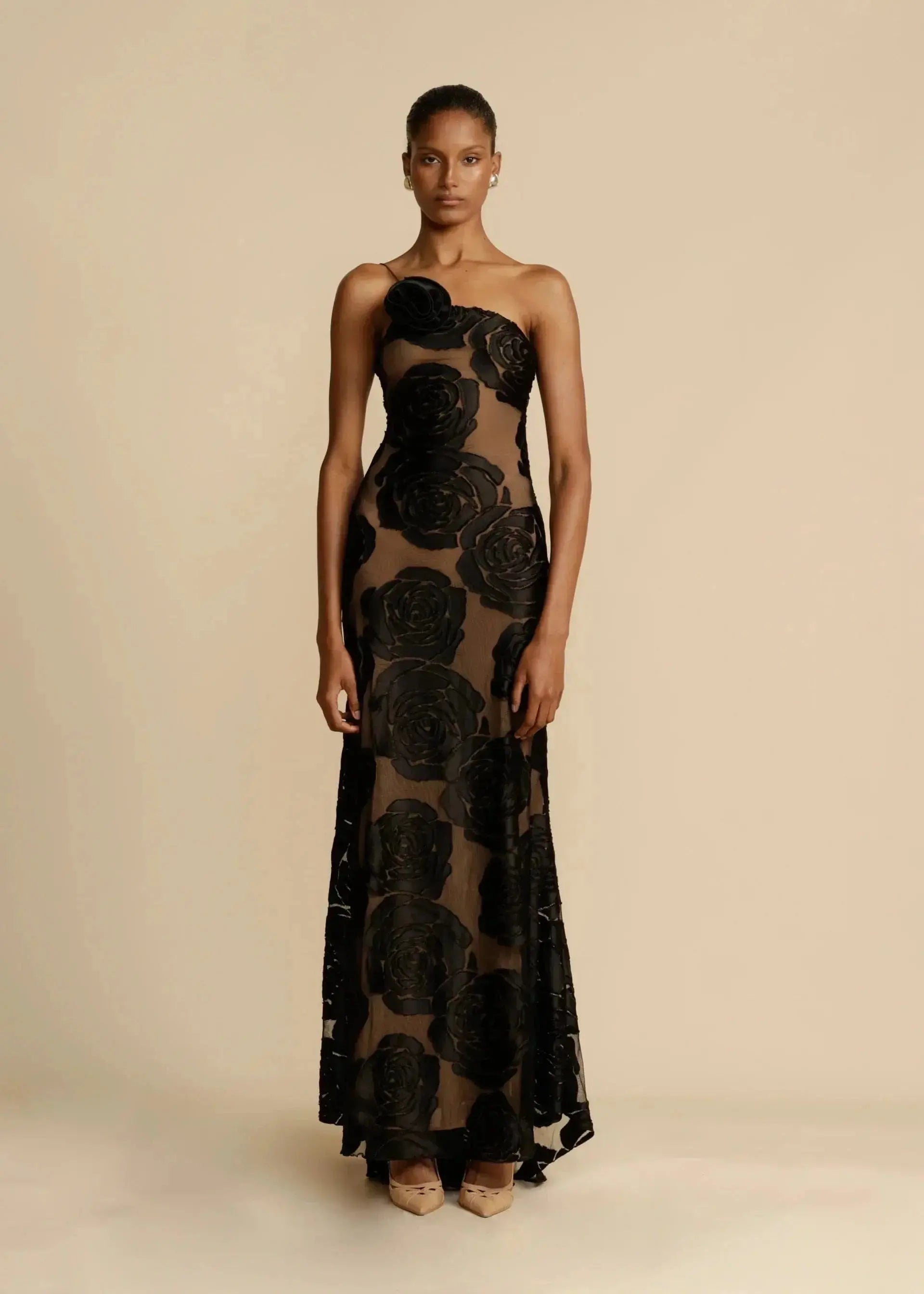 Robe Longue Femme Fleurie Taille M Tulle Transparent Élégante Noir / S MAX FOR ME