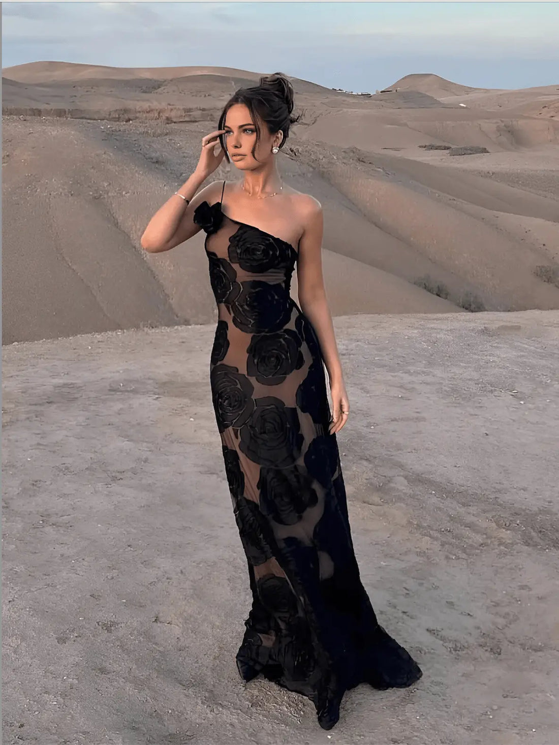 Robe Longue Femme Fleurie Taille M Tulle Transparent Élégante MAX FOR ME