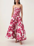Robe Longue Femme Imprimée Sans Bretelles Rouge Nuit / S MAX FOR ME