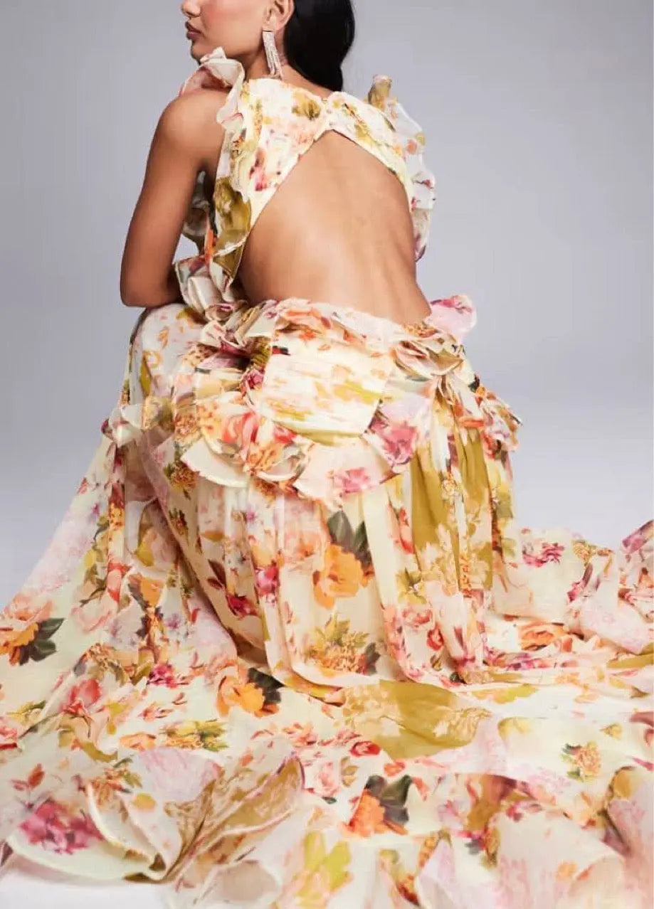 Robe Longue Femme Imprimée Sans Manches Décolleté en V Léopard Sable MAX FOR ME
