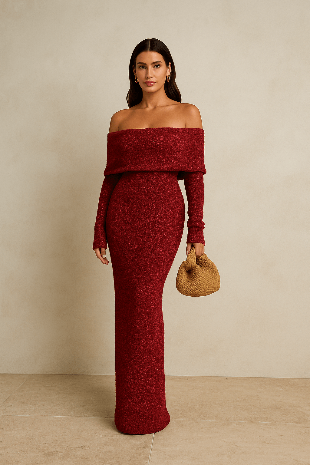 Robe Longue Marisol en Bouclé Elégante 