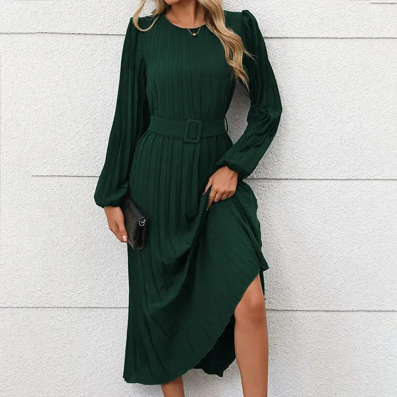 Robe Longue Plissée Verte Vert Sapin / S MAX FOR ME