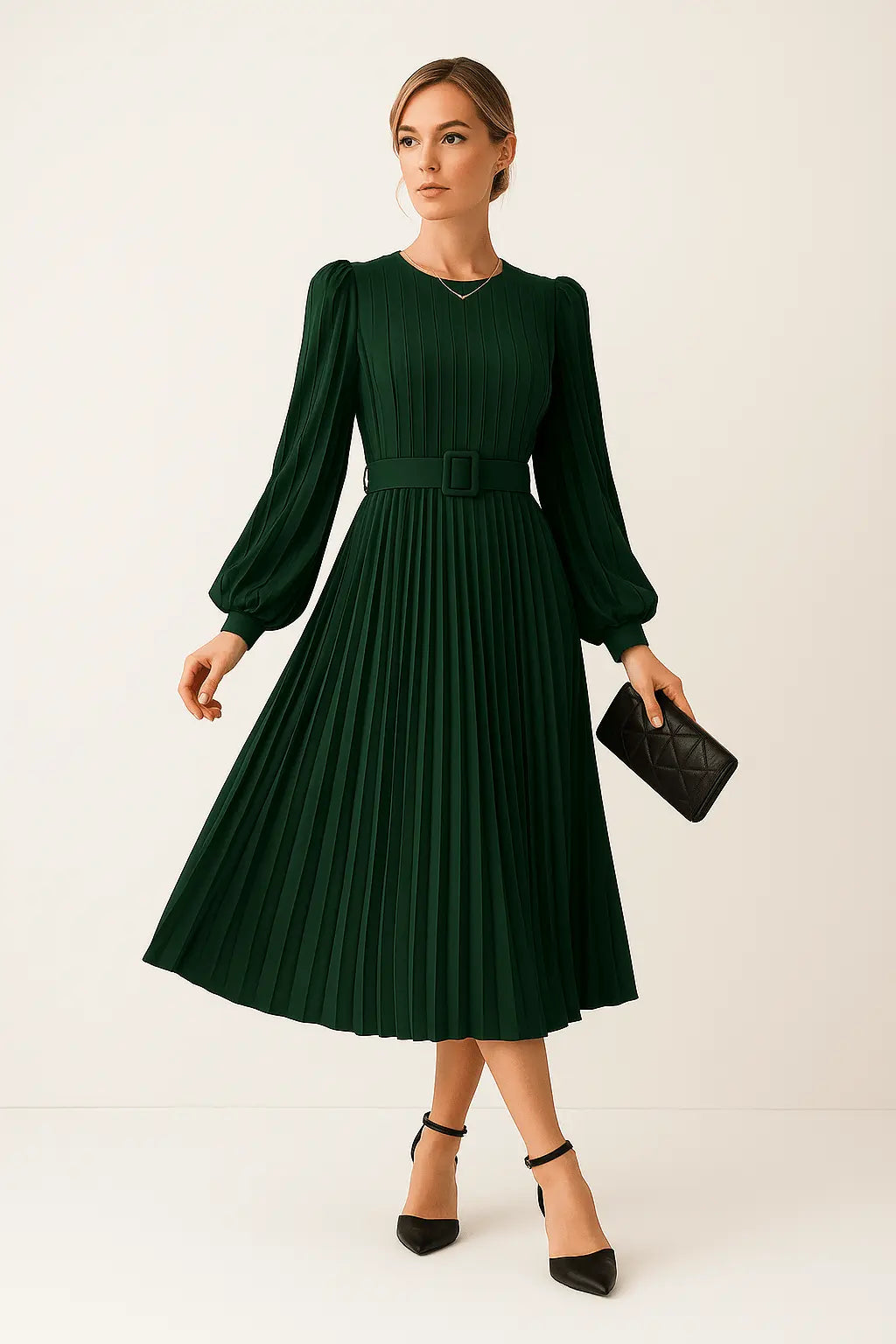 Robe Longue Plissée Verte MAX FOR ME