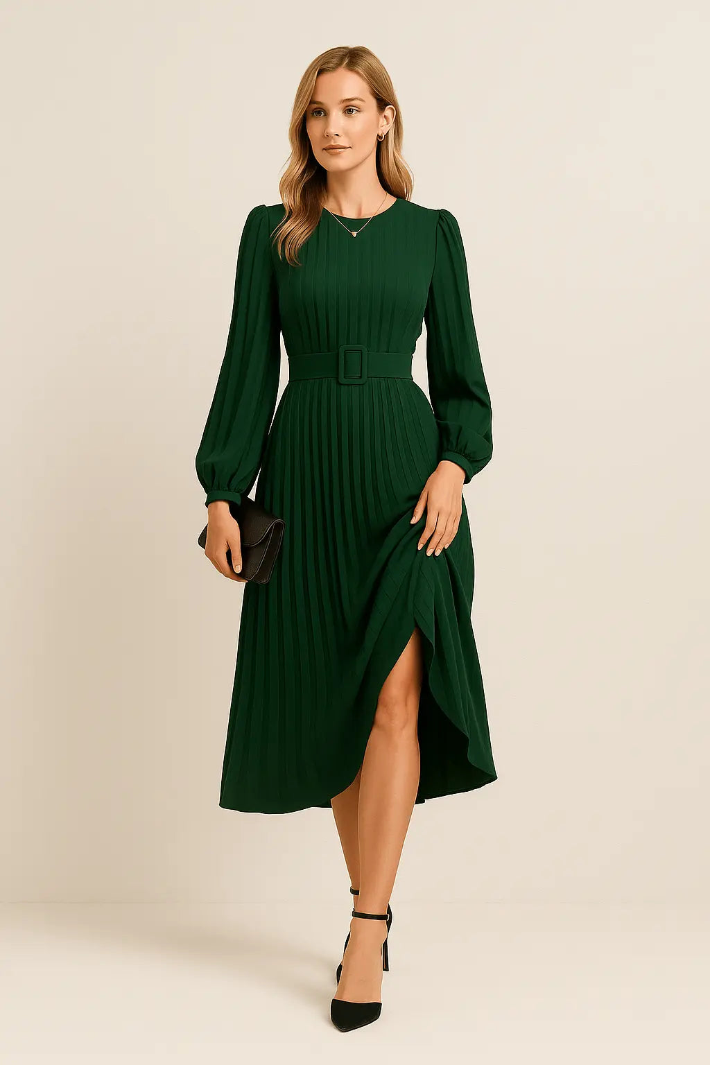 Robe Longue Plissée Verte MAX FOR ME