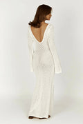 Robe Longue transprente en Crochet avec Manches Évasées 