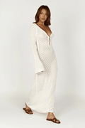 Robe Longue transprente en Crochet avec Manches Évasées 