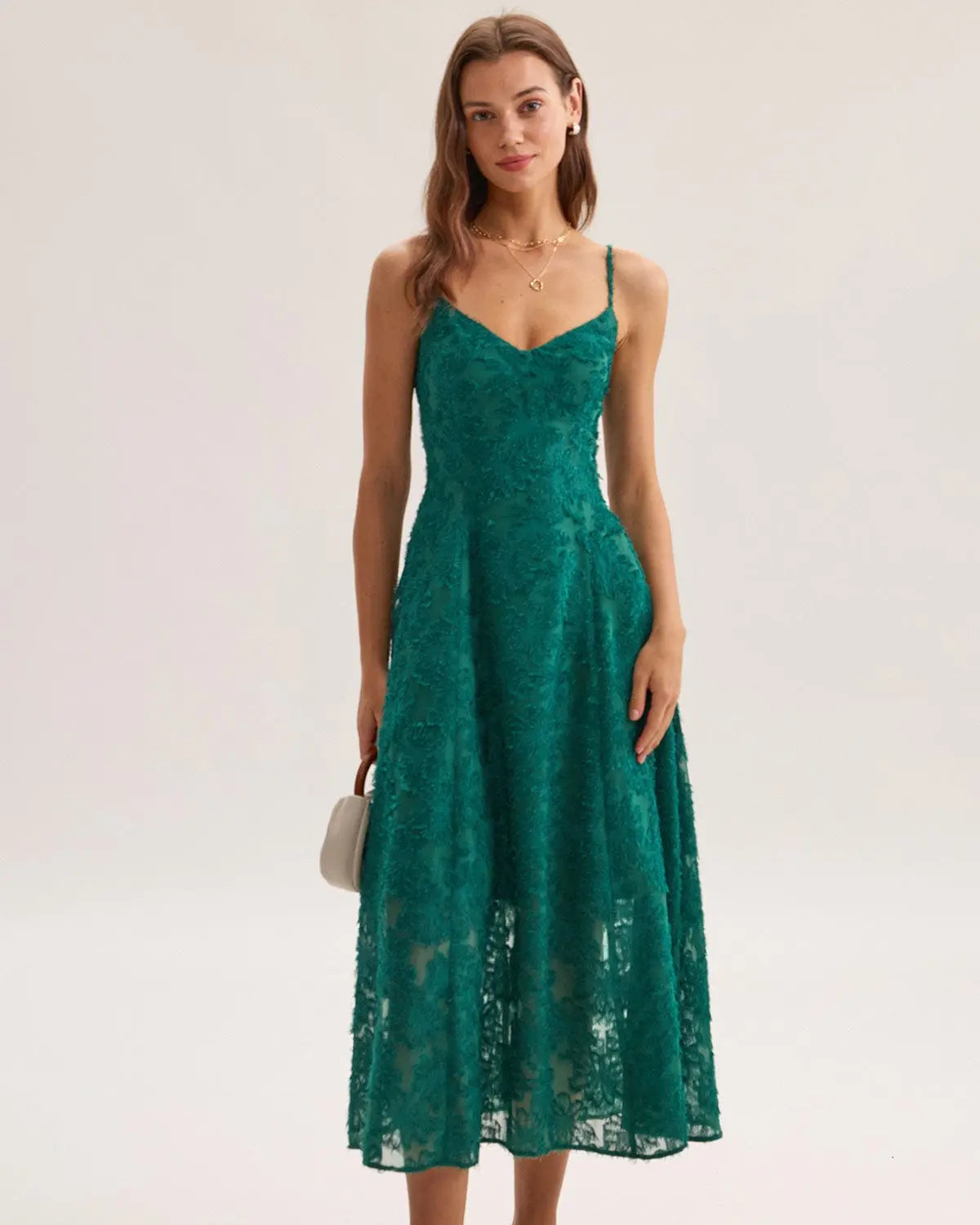 Robe Midi A-Line Verte à Fleurs Sans Manches MAX FOR ME