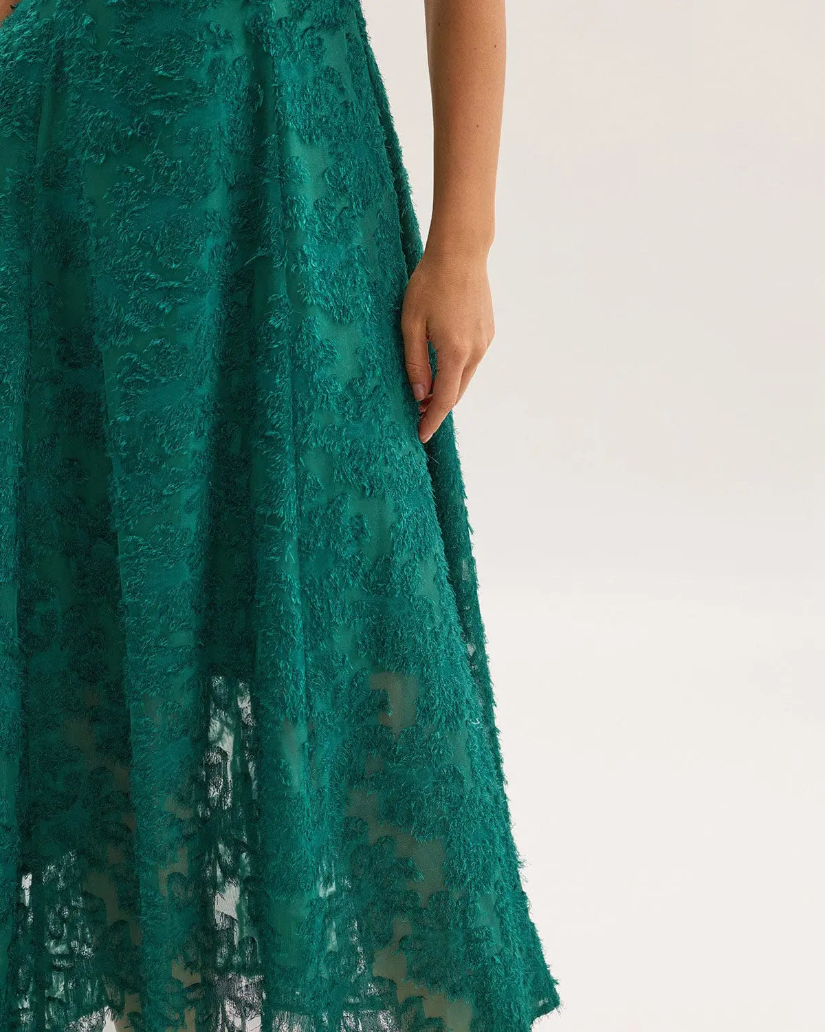 Robe Midi A-Line Verte à Fleurs Sans Manches MAX FOR ME