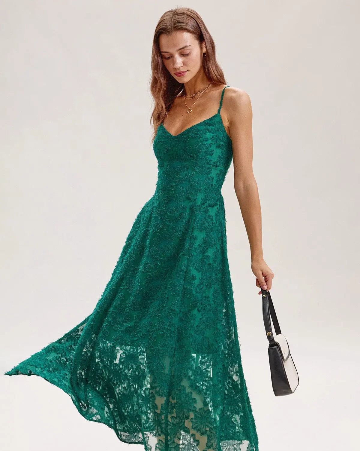Robe Midi A-Line Verte à Fleurs Sans Manches MAX FOR ME