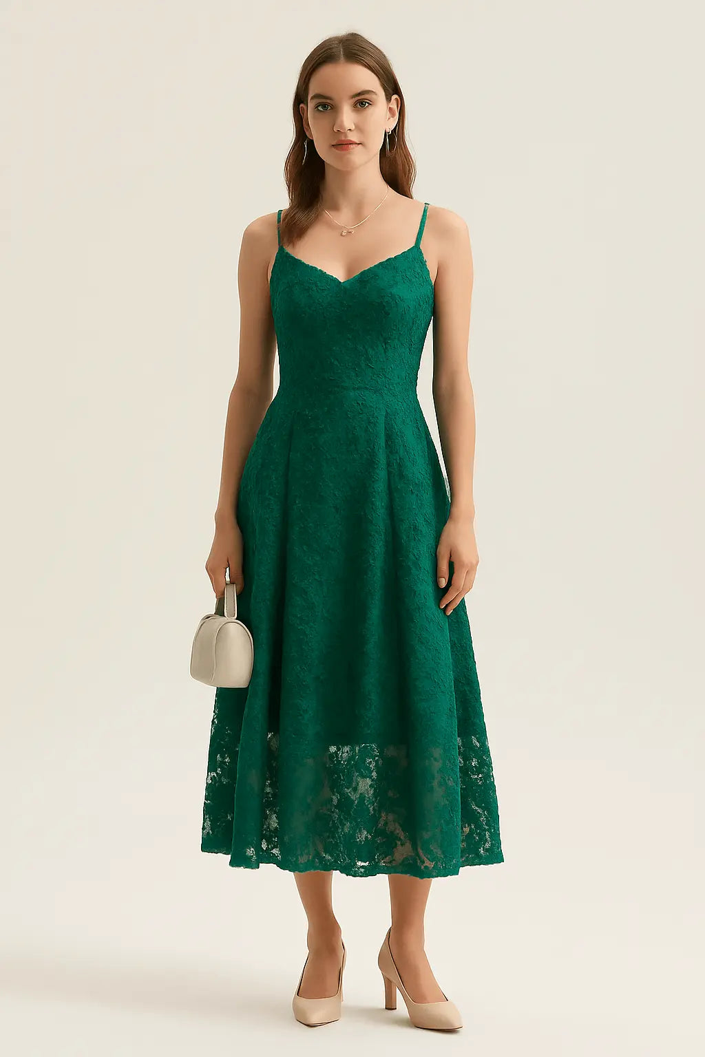 Robe Midi A-Line Verte à Fleurs Sans Manches MAX FOR ME