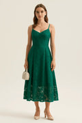 Robe Midi A-Line Verte à Fleurs Sans Manches MAX FOR ME