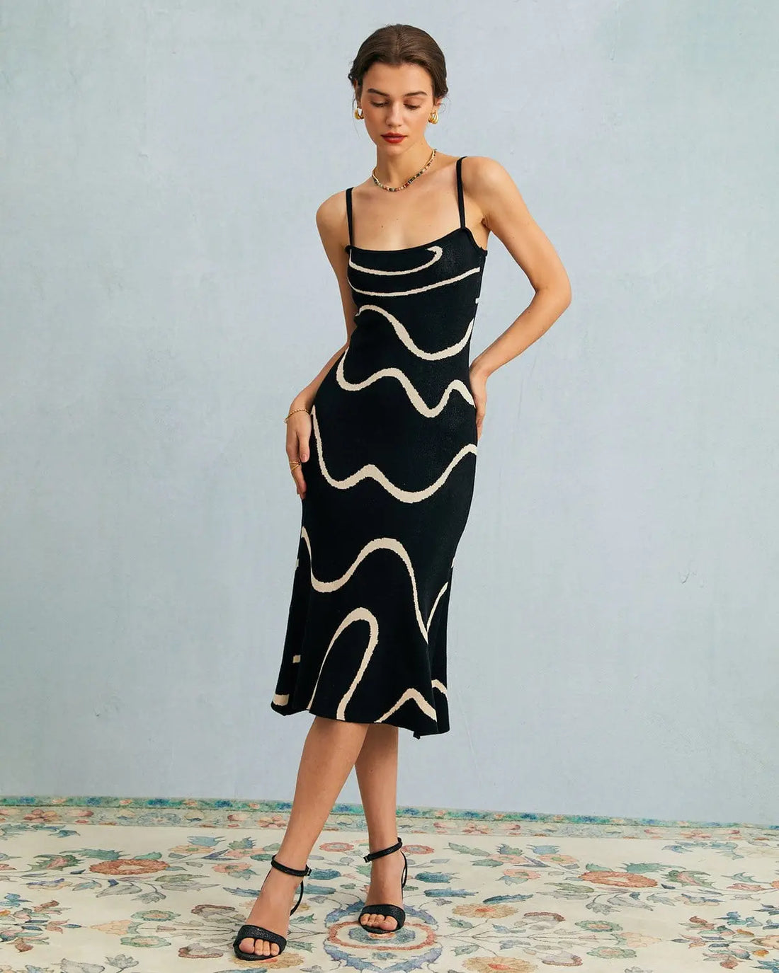 Robe Midi Femme Noire Bodycon en Coton et Modal avec Ourlet de Sirène - Élégante et Confortable MAX FOR ME