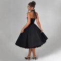 Robe Midi Évasée Pin-Up Sans Manches à Col Halter 