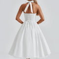 Robe Midi Évasée Pin-Up Sans Manches à Col Halter 
