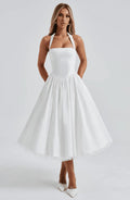 Robe Midi Évasée Pin-Up Sans Manches à Col Halter 