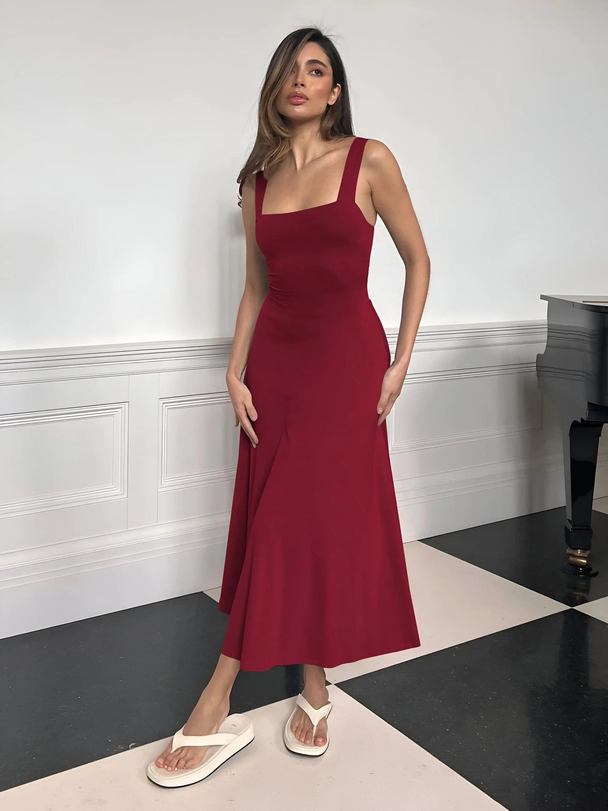 Robe Midi Femme Charbon – Élégance Chic et Intemporelle MAX FOR ME