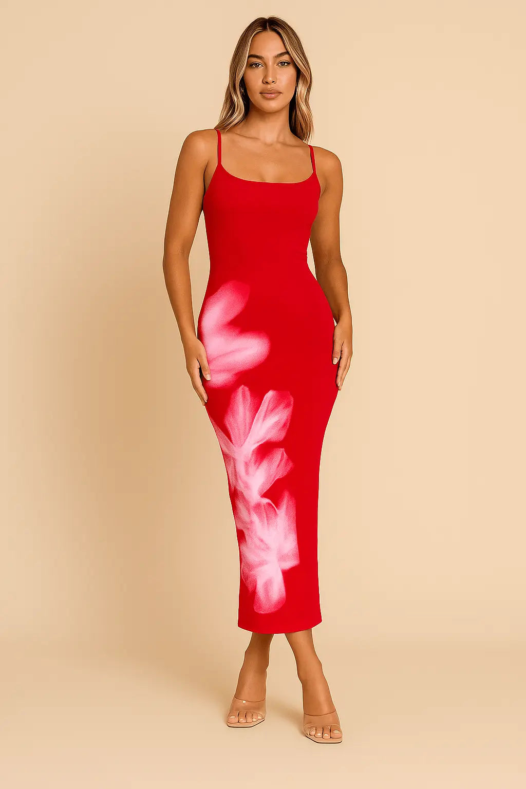 Robe d’Été Femme Style Américain – Coupe Longue et Ajustée Rouge Nuit / S MAX FOR ME