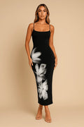 Robe d’Été Femme Style Américain – Coupe Longue et Ajustée Noir / S MAX FOR ME