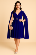 Robe de Soirée Mi-longue à Manches Fluides 