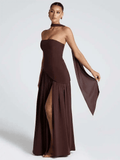 Robe de Soirée Sexy Femme Noire Marron / XS MAX FOR ME