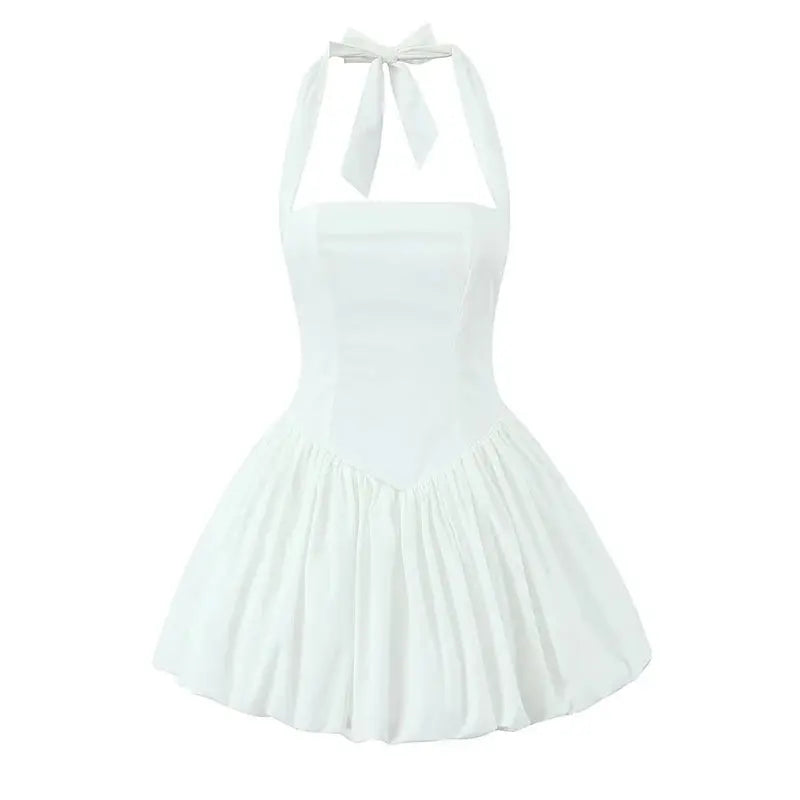Robe de soirée blanche courte à jupe ballon 
