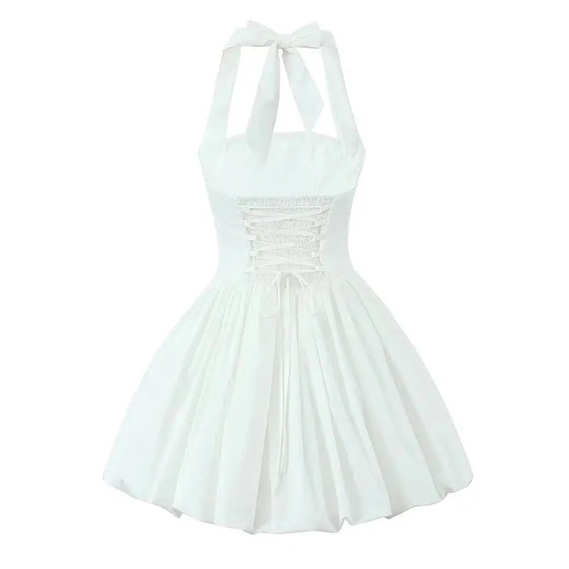 Robe de soirée blanche courte à jupe ballon 
