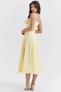 Robe longue avec corset Amaya – Élégance en coton et féminité affirmée 