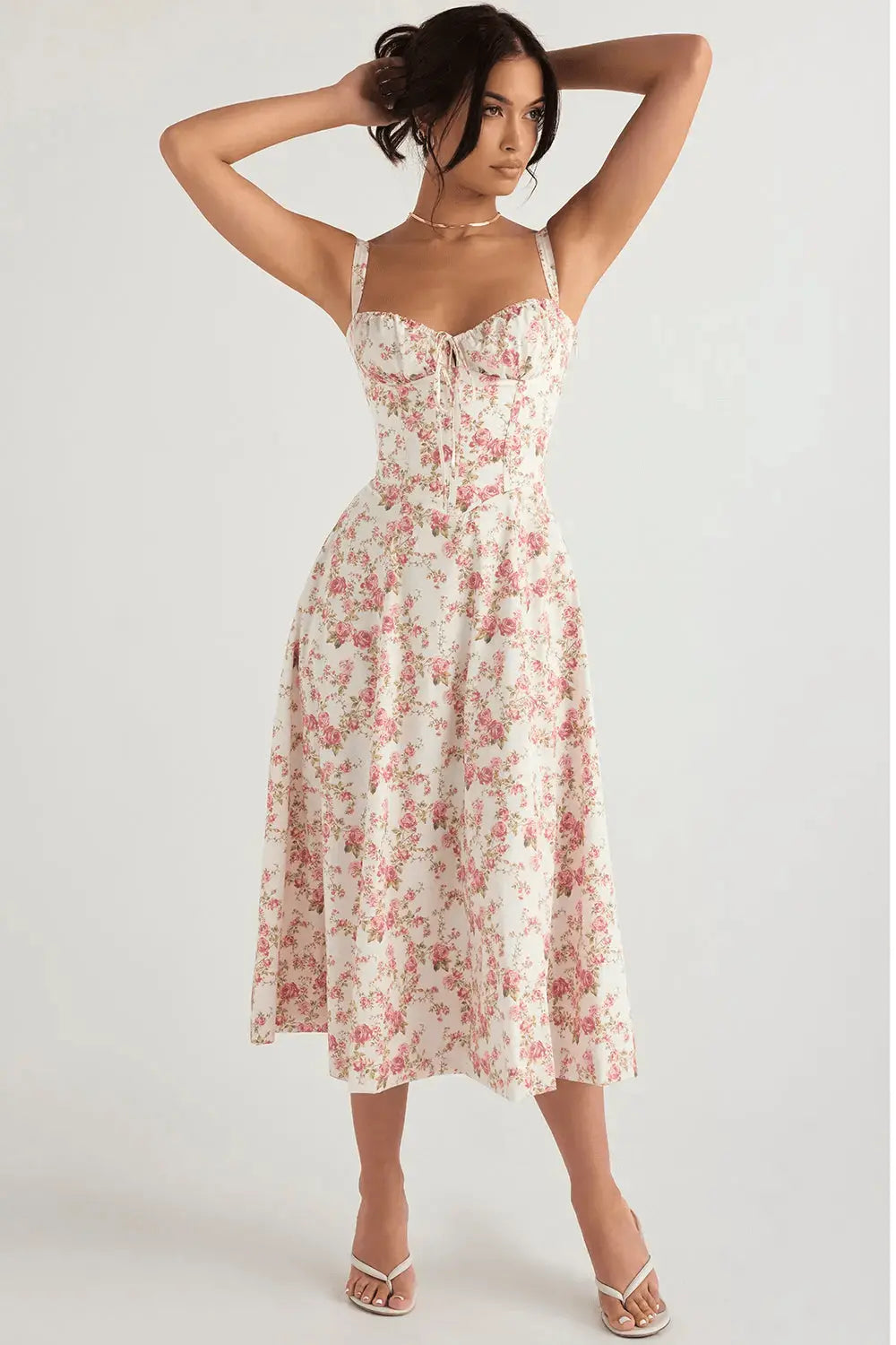 Robe longue avec corset Amaya – Élégance en coton et féminité affirmée 