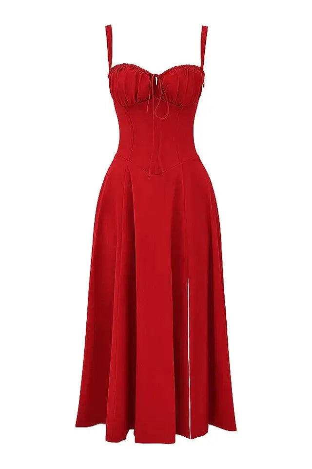 Robe longue avec corset Amaya – Élégance en coton et féminité affirmée 
