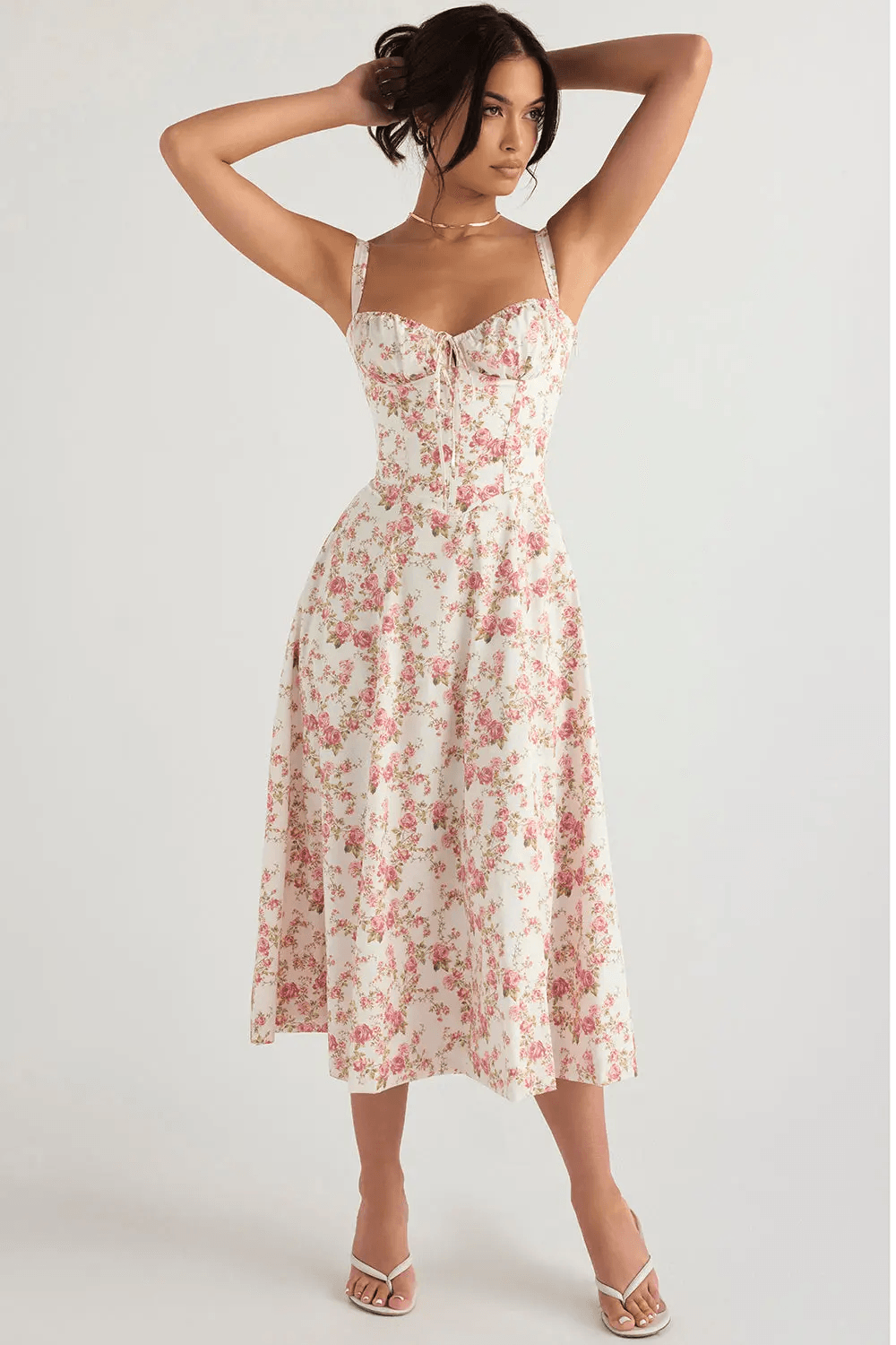 Robe longue avec corset Amaya – Élégance en coton et féminité affirmée 