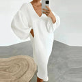 Robe longue de plage en coton et lin - Col en V- Fluide et Légère 