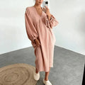 Robe longue de plage en coton et lin - Col en V- Fluide et Légère 